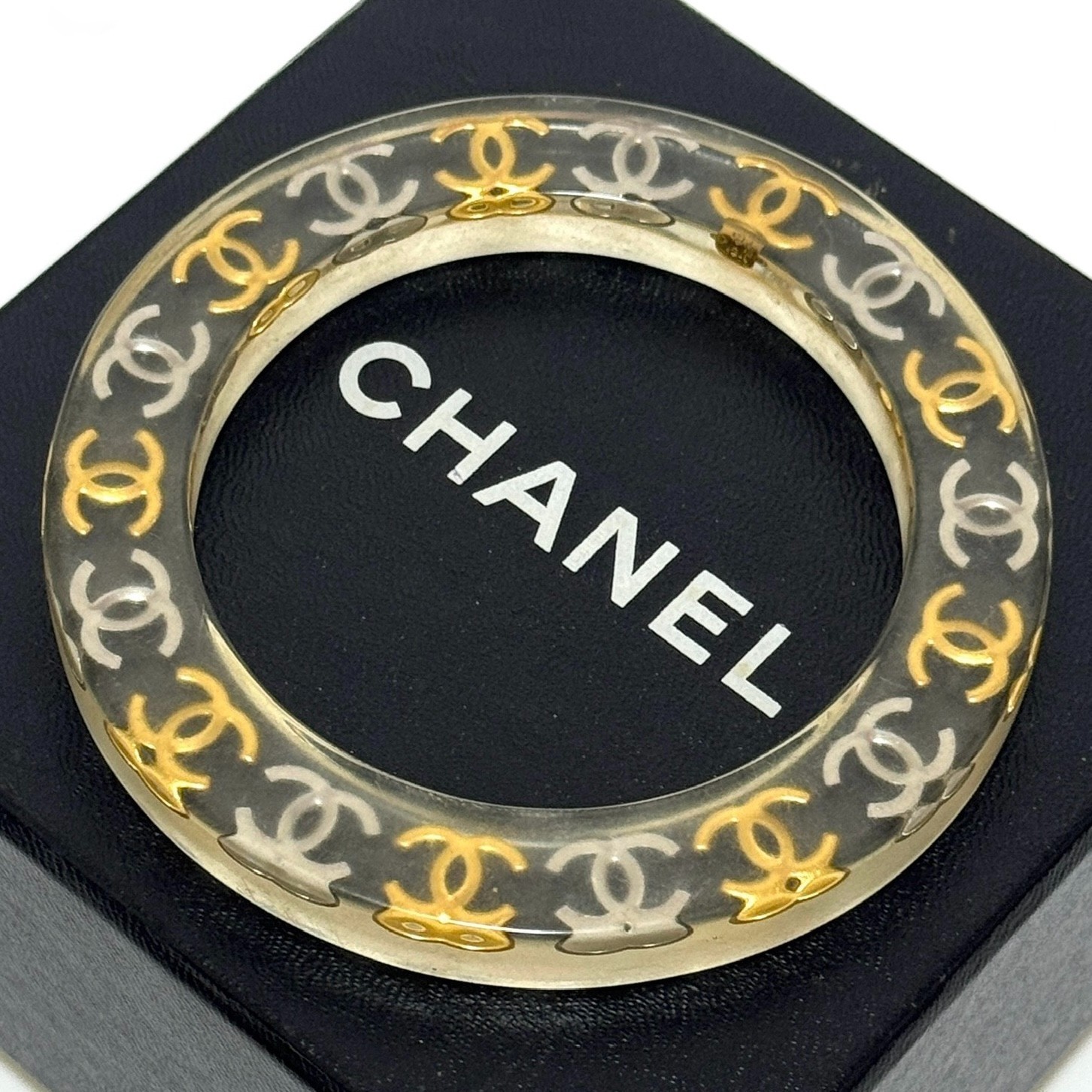 CHANEL 97P Coco Mark CC logo Bracelet Bangle plastic Accessory Authentic JAPAN