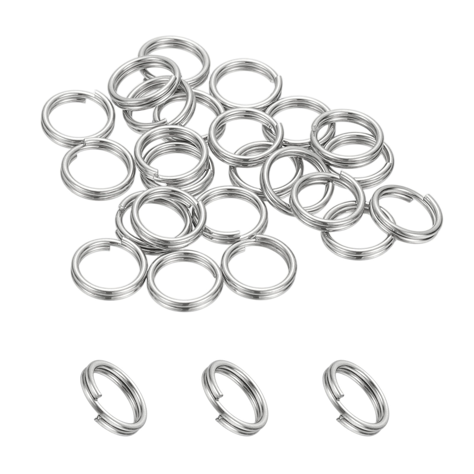 Round Split Ring, 20 Pcs 7 mm Small Split Ring with Double Loop, Silver