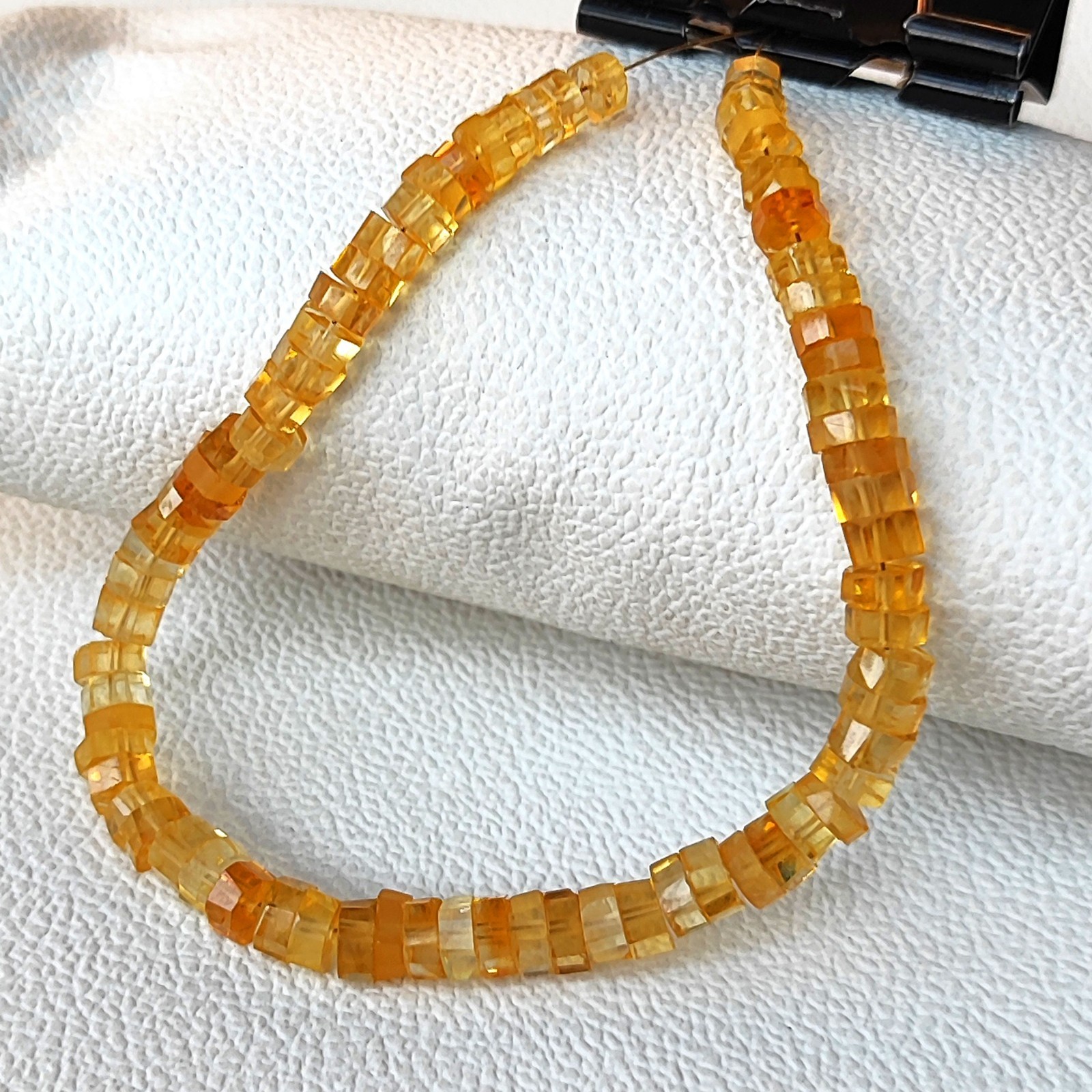 Natural Brazilian Citrine Beads 5-6mm Faceted Bolt Shape 8″ Strand Brazil Gems