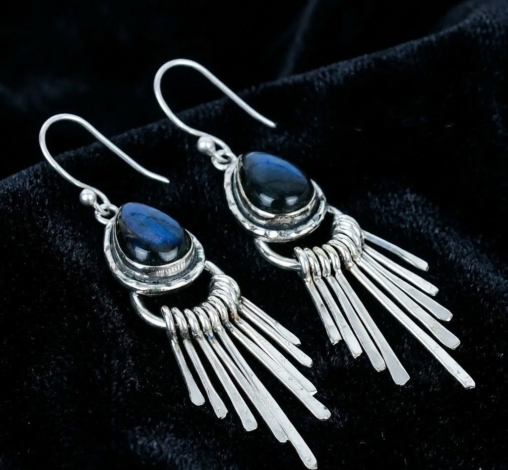 Labradorite Earrings German Silver Plated Handmade Earrings 925 stamped handmade