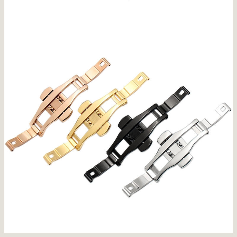 Quality Butterfly Double Push Watch Buckle Stainless Steel Folding Clasp 15-29mm