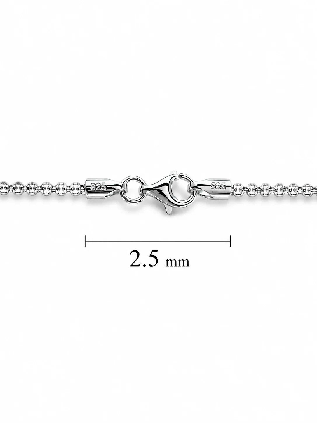 Popcorn Chain Necklace Rhodium Plated 925 Sterling Silver Italy 1.4-3.5mm
