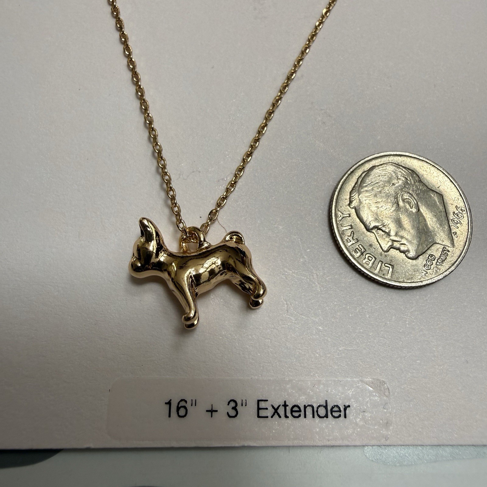 LC Lauren Conrad 16 Inch + 3 Extender Gold Tone Dog Pendant Necklace NWT