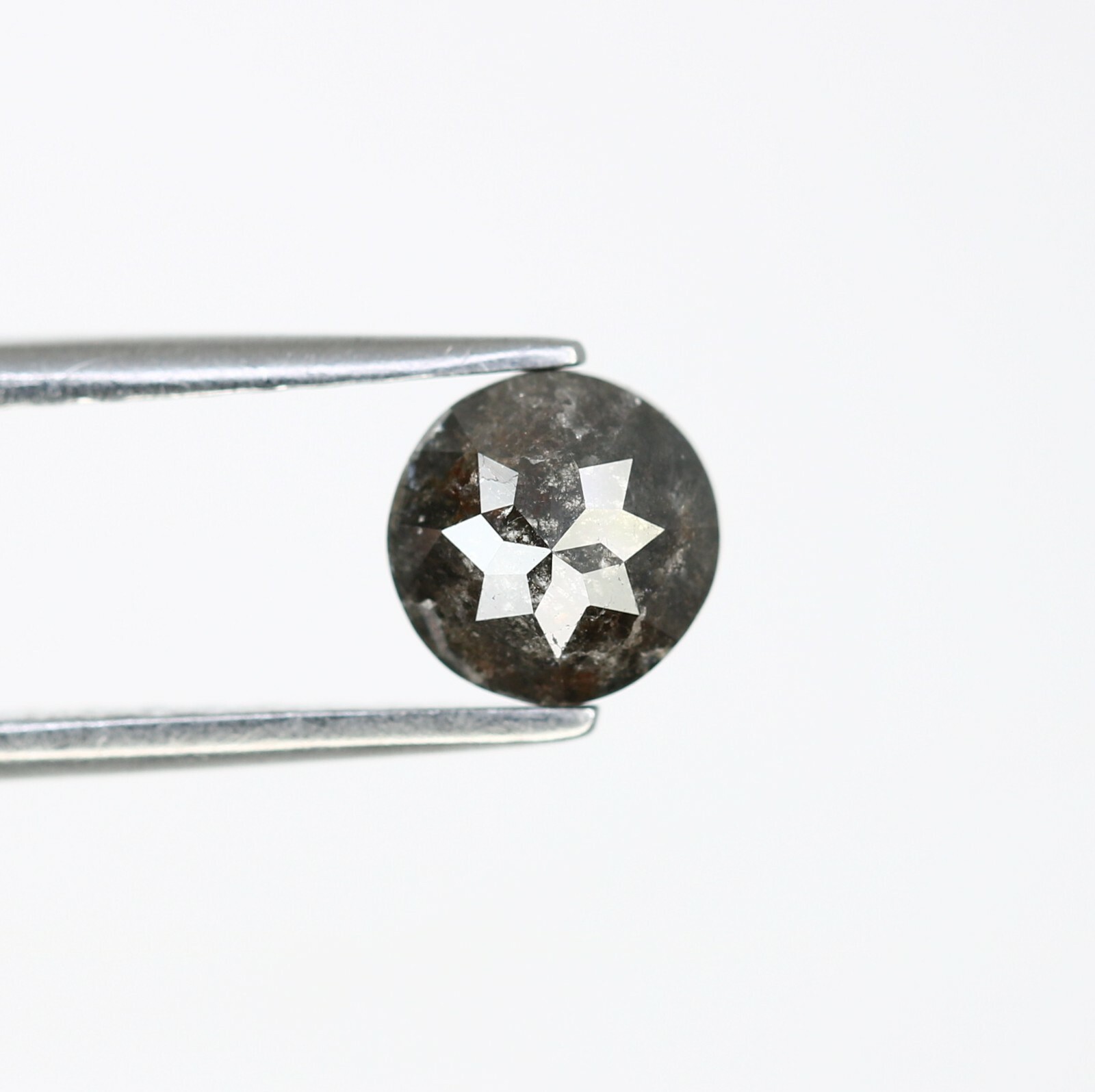 0.97 CT Round Rose Cut Salt And Pepper 5.90 MM Diamond For Engagement Ring