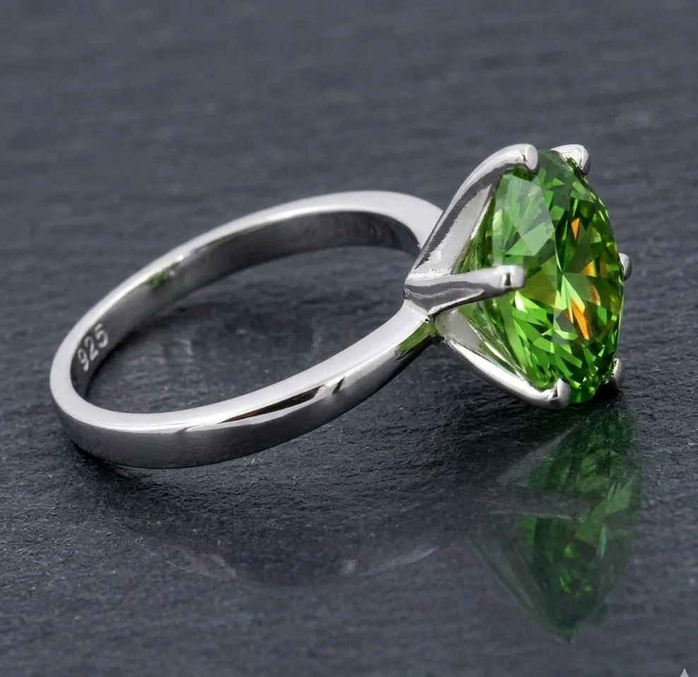 10.00 CT Certified Leaf Green Diamond Ring , Tariffs FREE & Matching Studs .
