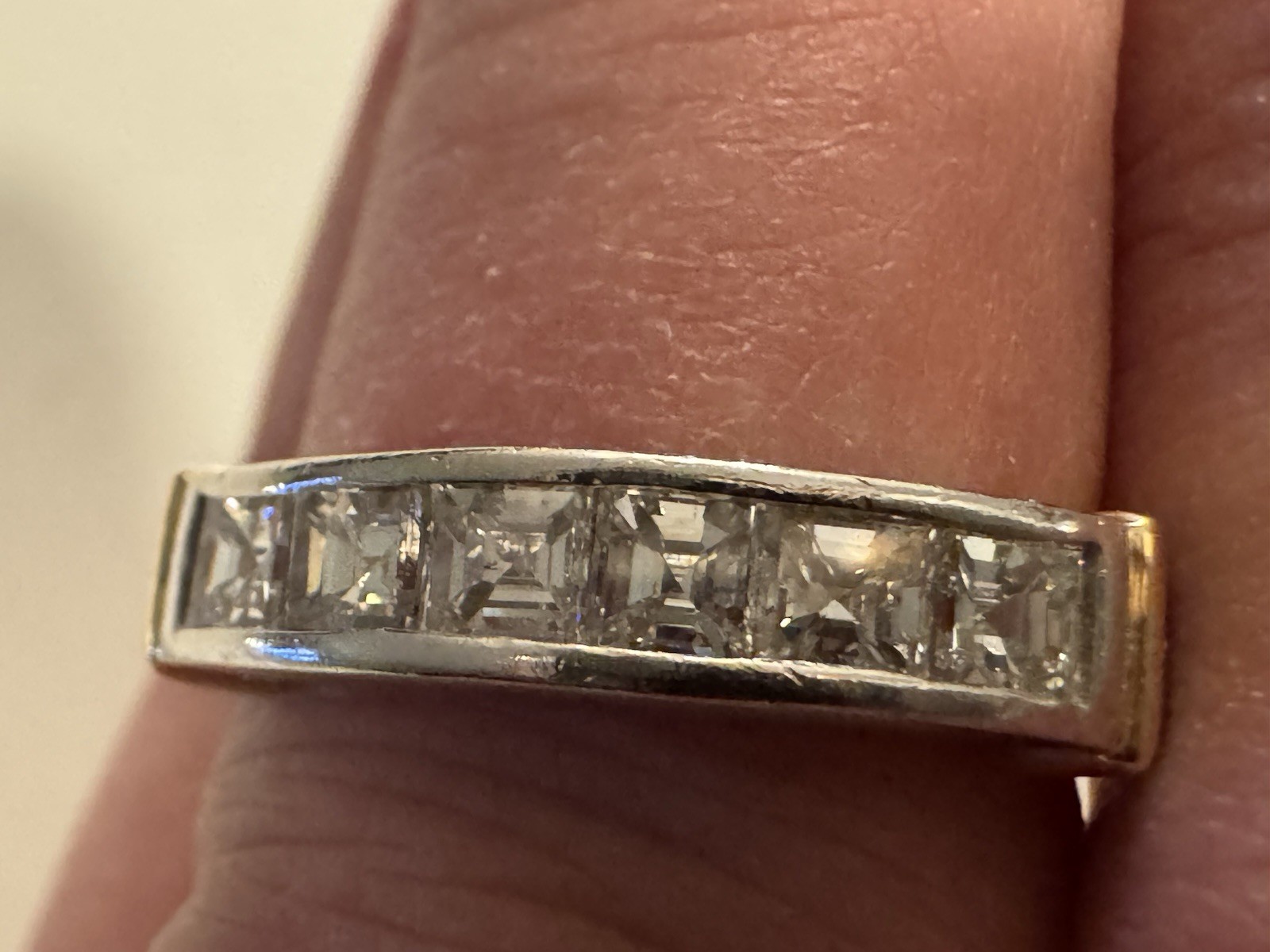 Platinum 1.05CTW Asscher Cut 100% Natural Bright Diamond Ring