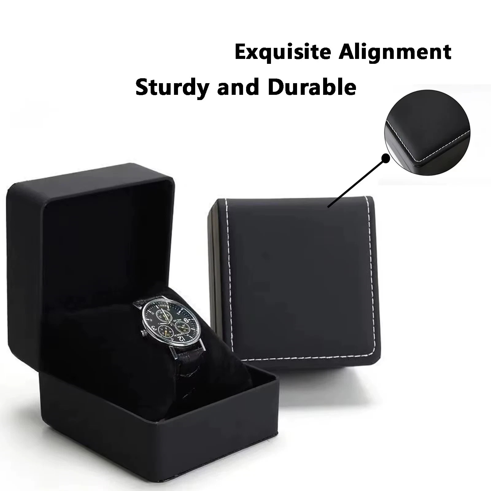 Single Watch Gift Box with Pillow PU Leather Wristwatch Display Case Organizer f
