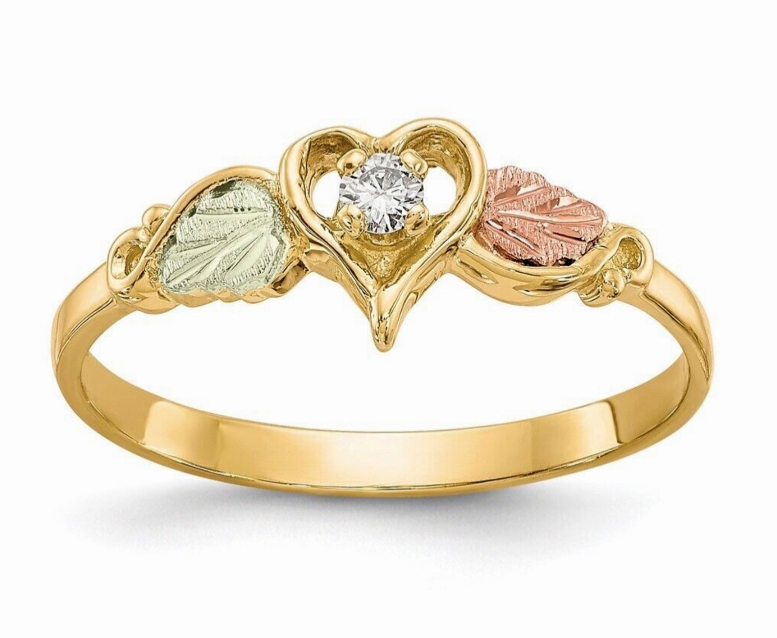 Black Hills Gold 10k Landstrom’s Diamond Ring Size 7 3/4