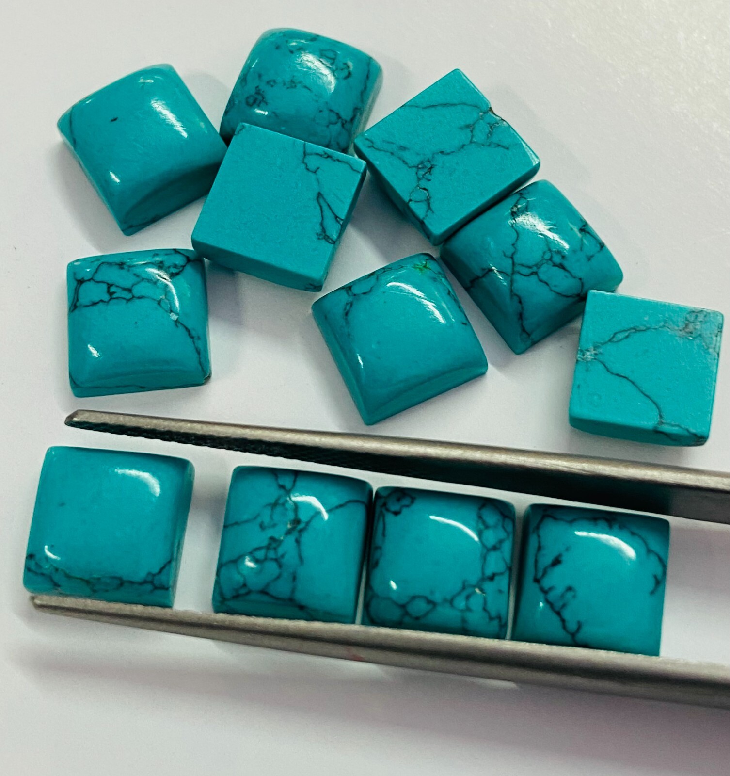Blue Howlite Turquoise Square Shape Cabochon Synthetic Gemstones Wholesale Stone