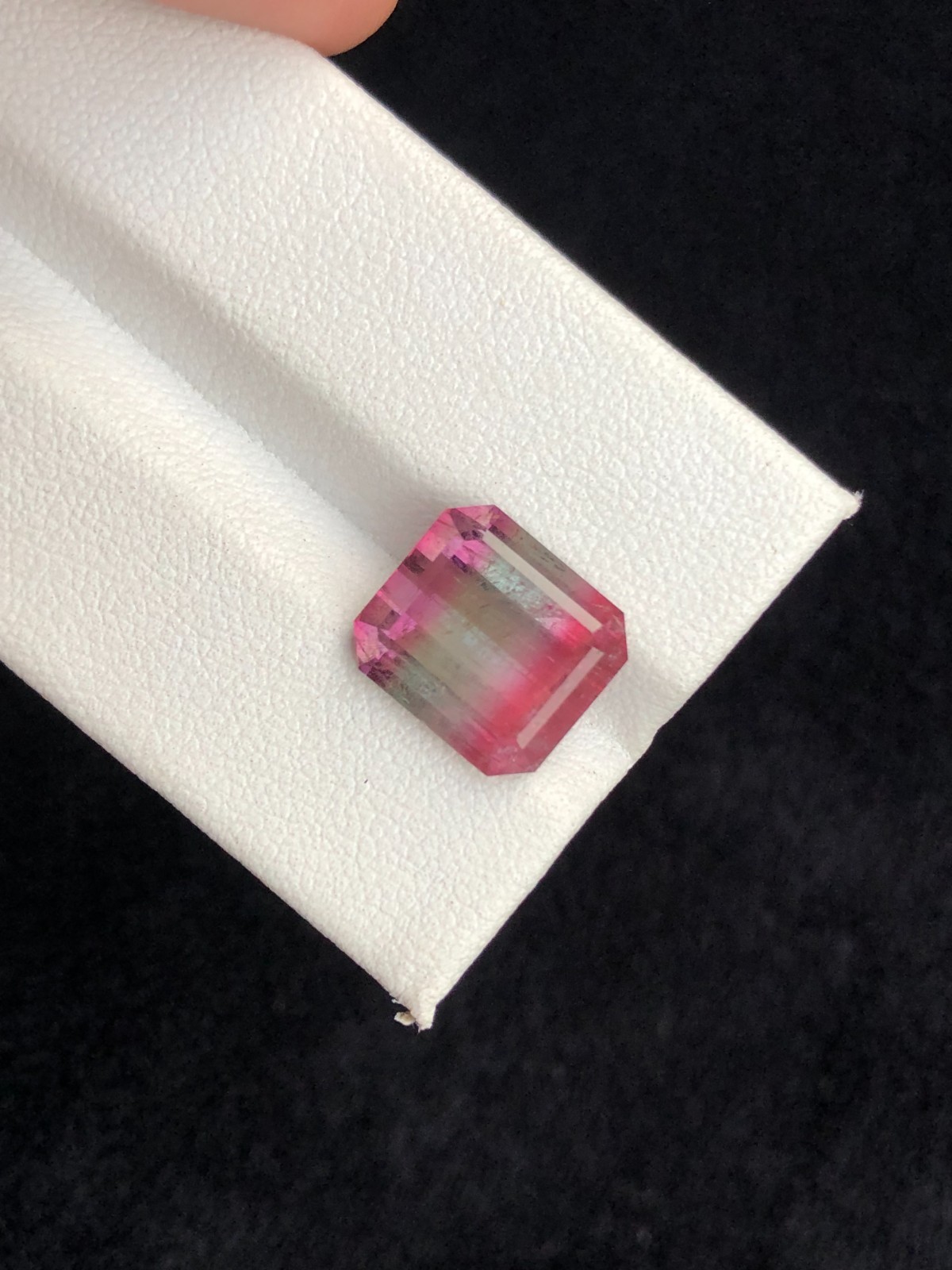 Tri-Color Tourmaline Gemstone: Emerald Cut, Afghanistan Origin, 6.8 Carats