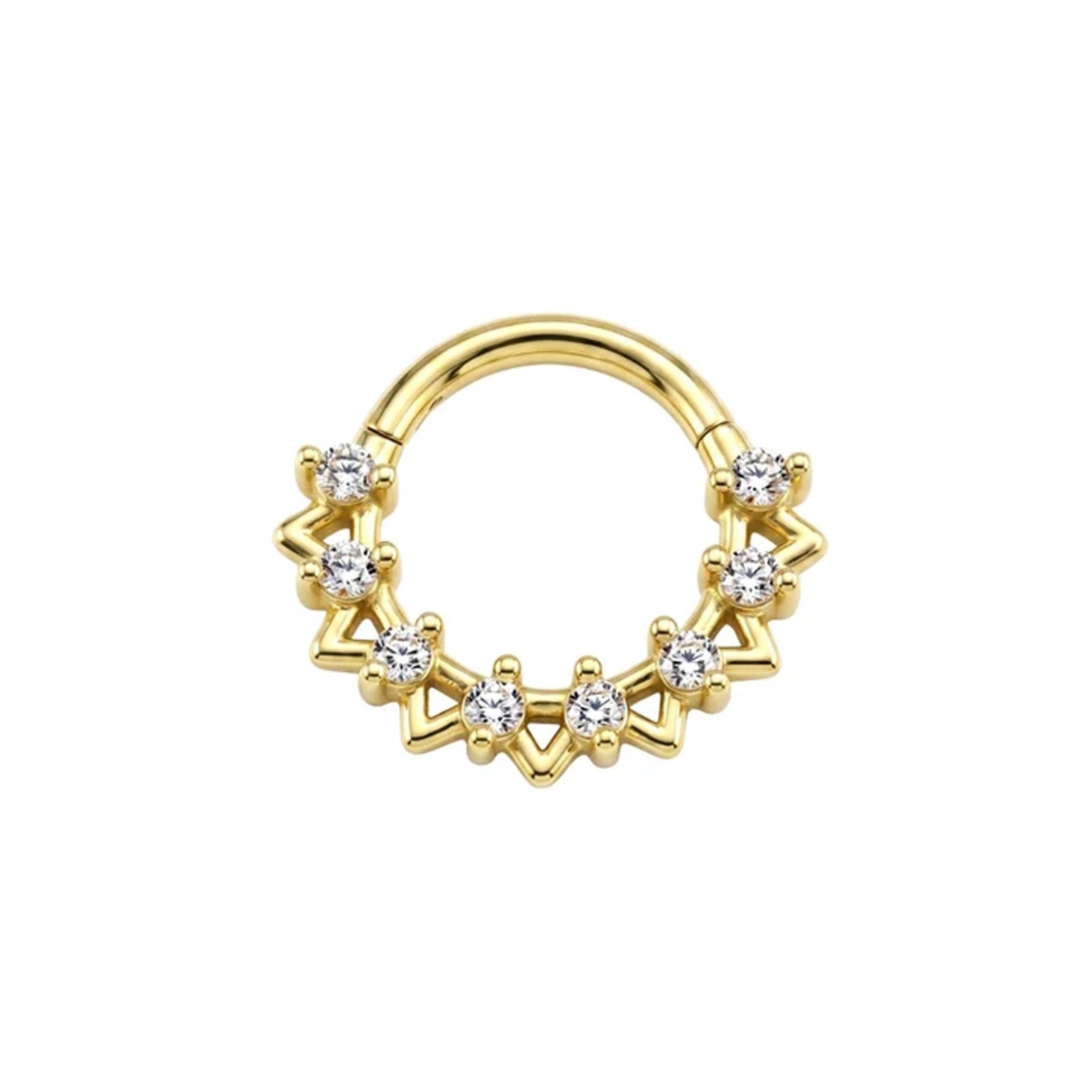 G23 Titanium Sunray CZ Hinged Segment Clicker Ring for Septum Nose Helix Daith