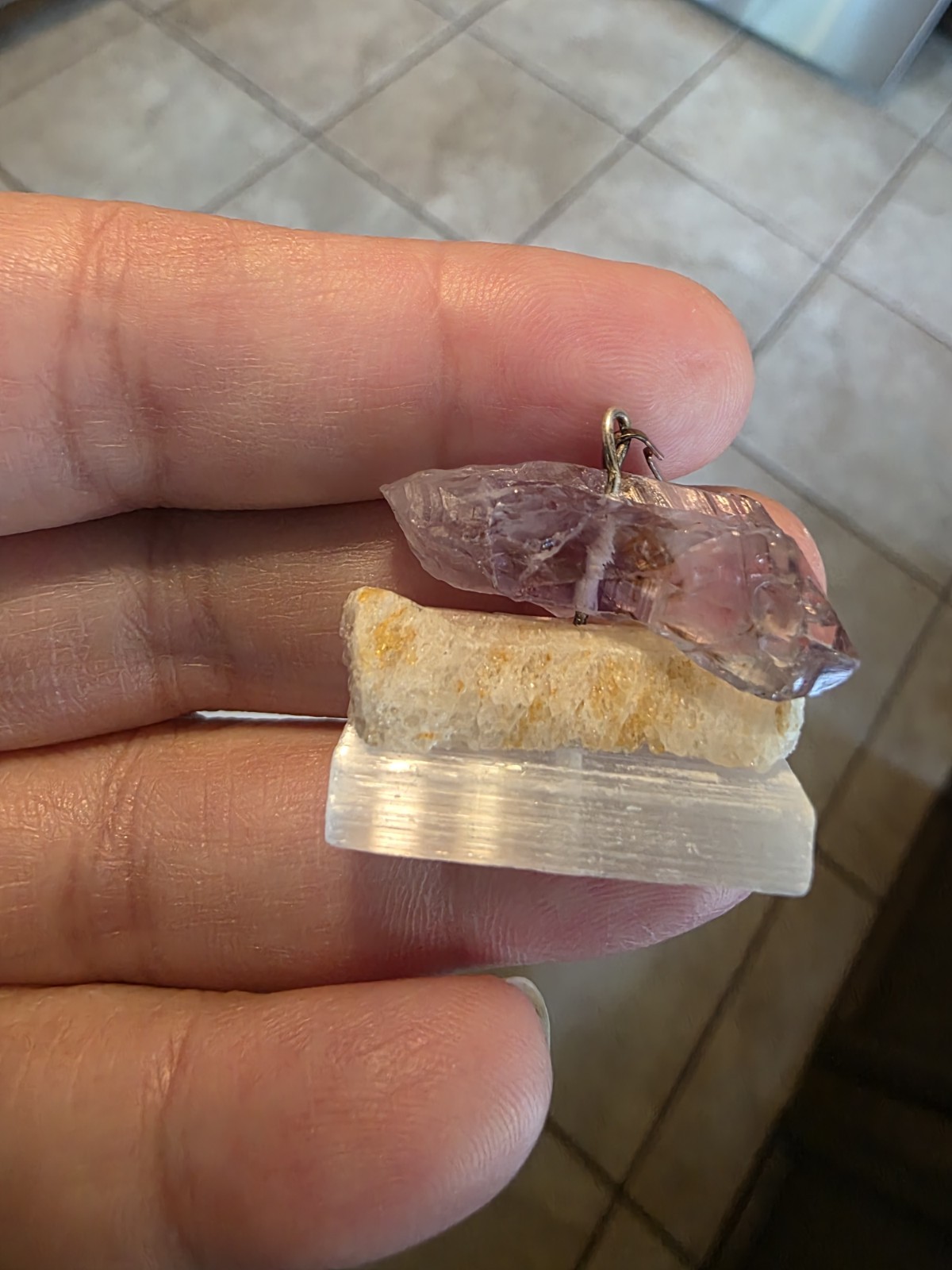 4 Handmade Rough Multicolor Stone Bar Pendant, Nature Theme, Unisex Adults