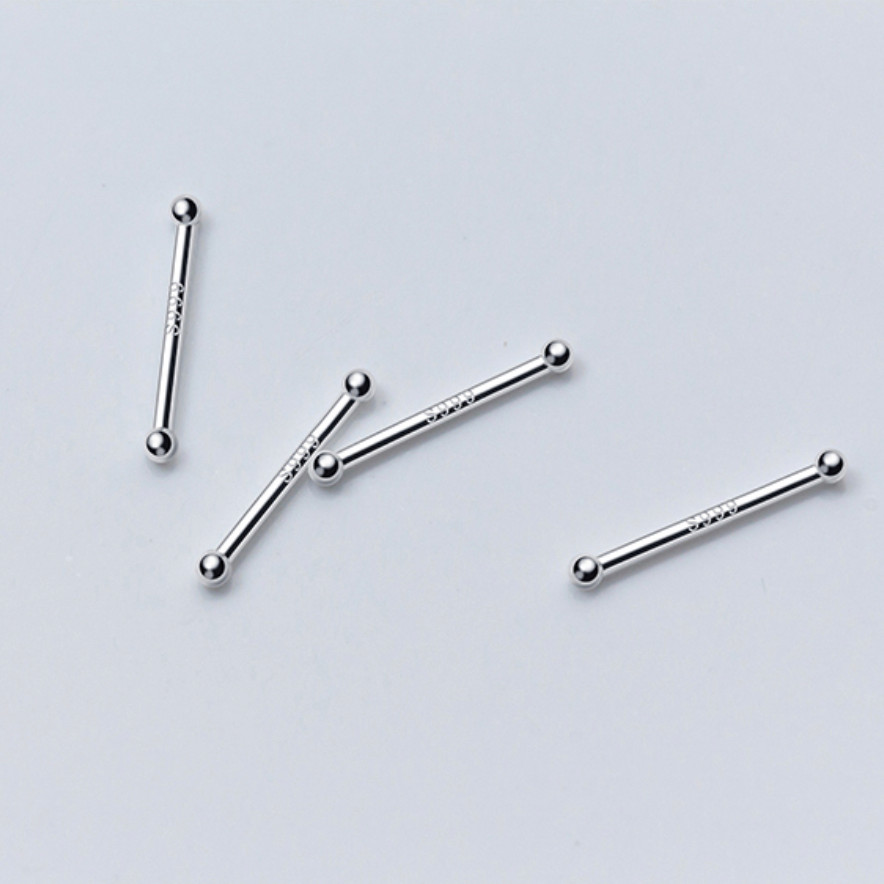 Genuine 999 Pure Silver 1.5mm Tiny Solid Ball Bead Stud Earrings Ear Piercing