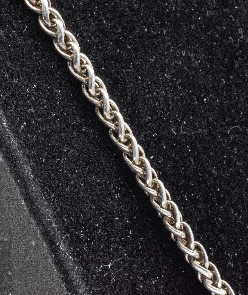 Vintage Sterling Silver Italy 3.2mm Solid Wheat Link Unisex Chain 17″ necklace