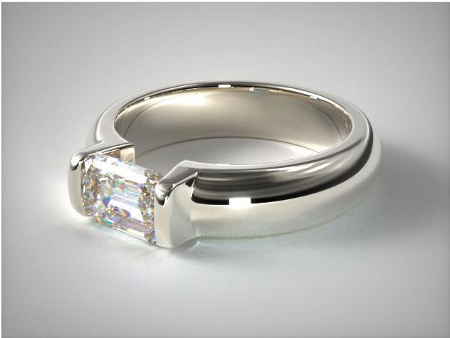2.43 Carat Emerald Cut Near White Moissanite 925 Sterling Silver Solitaire Ring.
