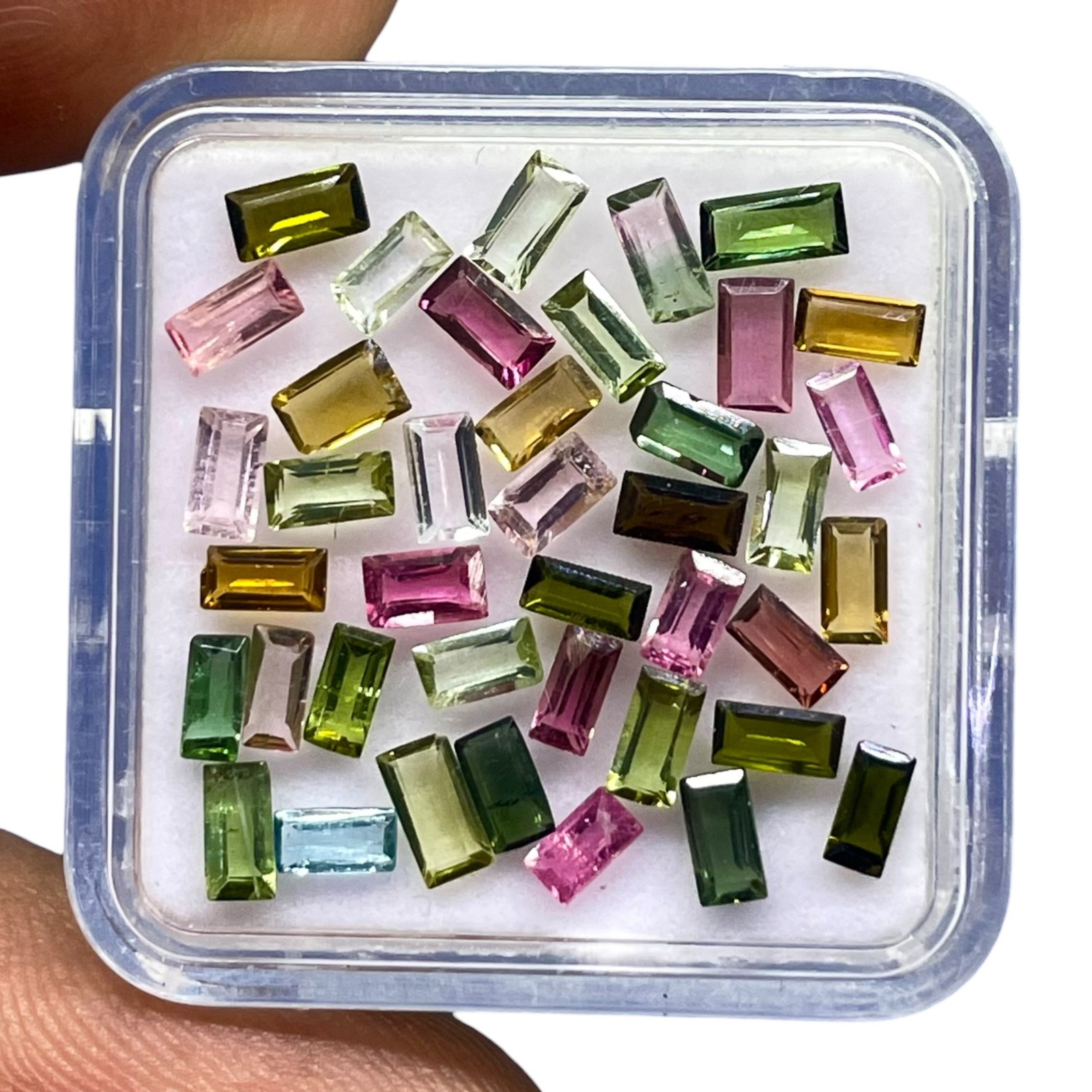 40 Pcs Natural Multi Tourmaline 3.9-4.7mm Baguette Cut Loose Untreated Gemstones
