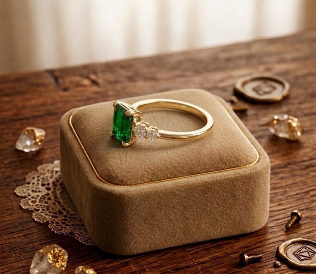 2.54 Ct Emerald Cut Natural Emerald Diamond Proposal Ring 14K Solid Yellow Gold