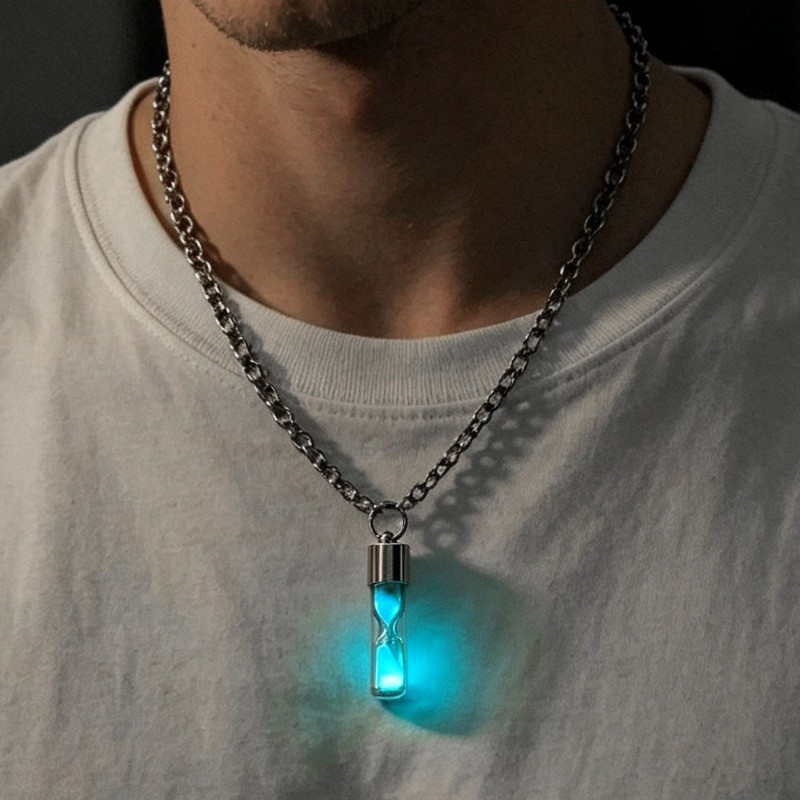 3Pcs Hourglass Bottle Pendant Necklaces Luminous Couple Friendship Jewelry Gift