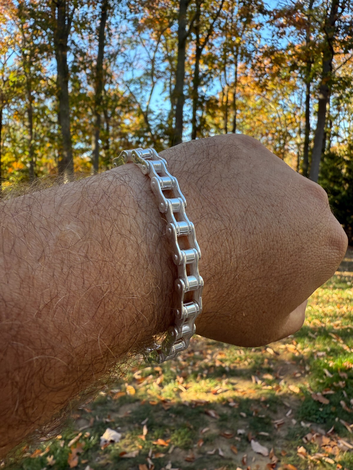 Bicycle Link Bracelet Real 925 Silver Handmade 9mm Bike Motorcycle Custom Chain
