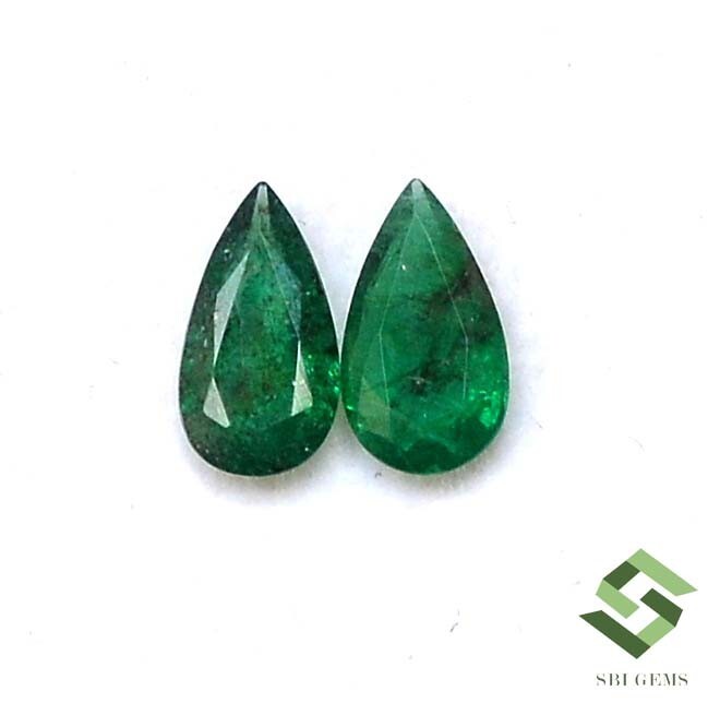 8.5×4.75×2.75 mm Natural Emerald Loose Gemstone Pear Cut Faceted Pair 1.35 Cts