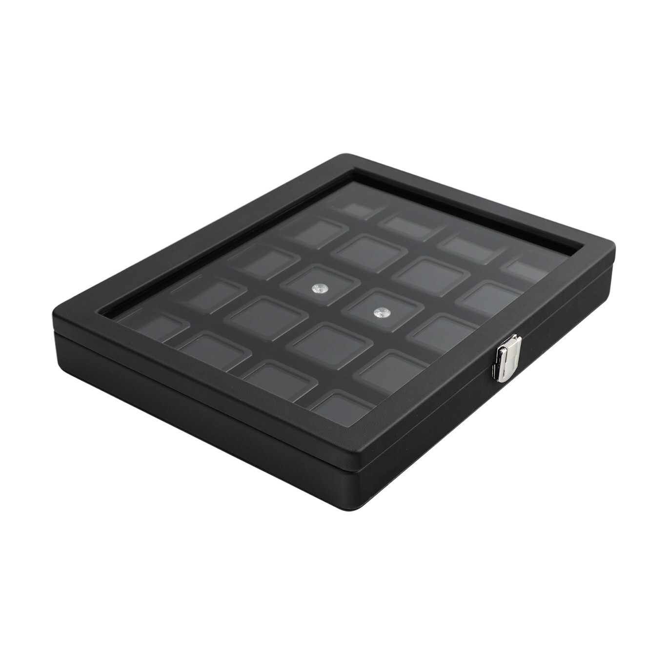 GemTrue Lockable Diamond Box Set with Viewing Window Reversible Cushion