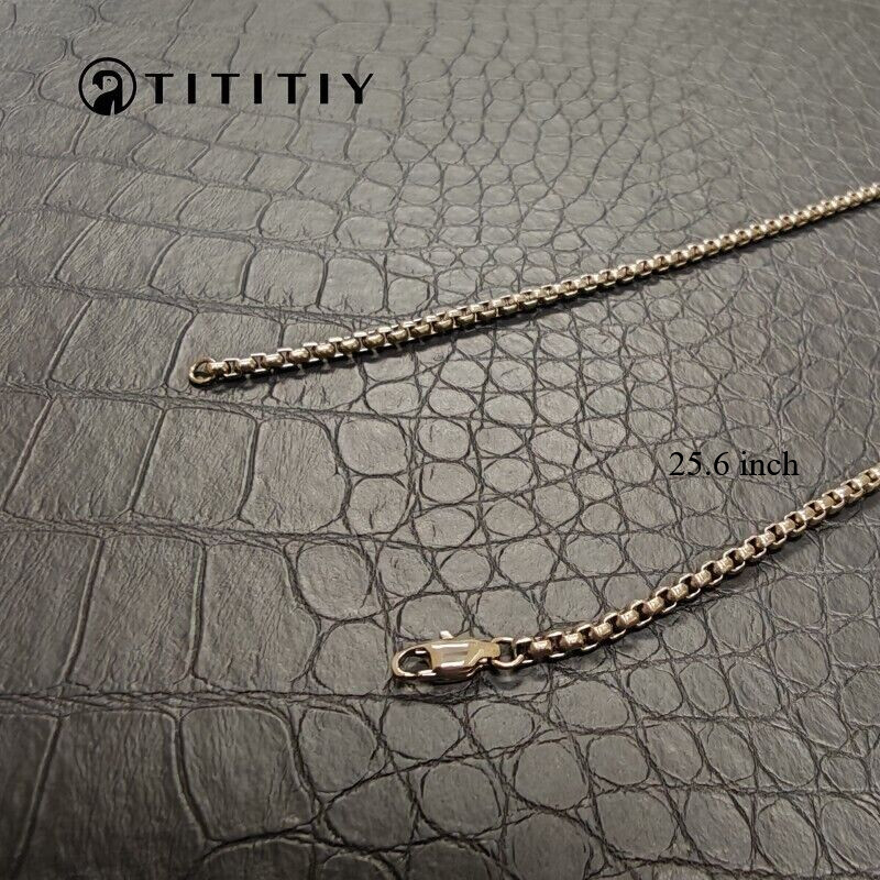 Pure Titanium Necklace with 3mm Square Box Chain Anti Allergic Classics 25.6inch
