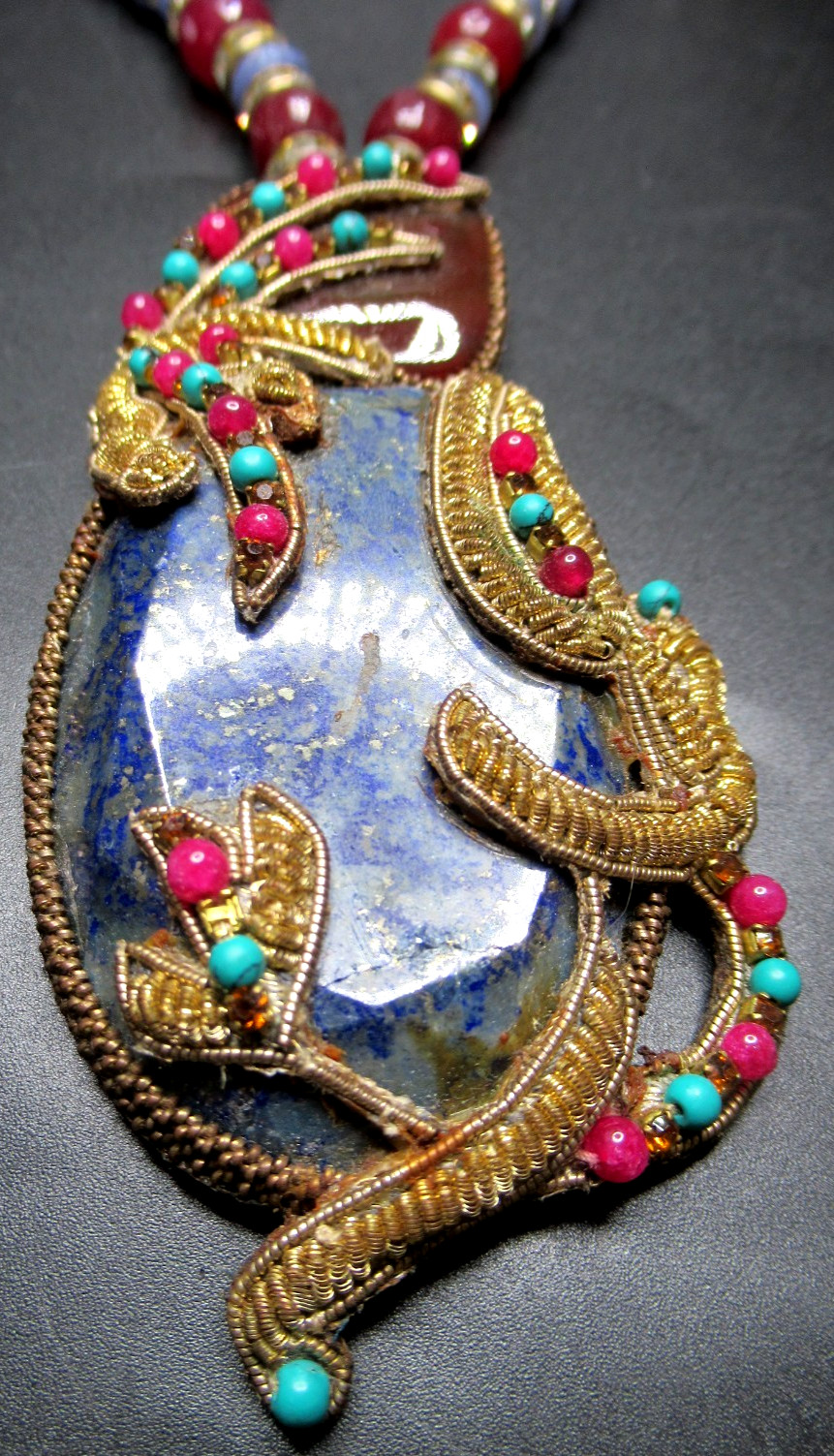 Genuine Gemstone Artisan Necklace In Original SAKS FIFTH AVE Box!