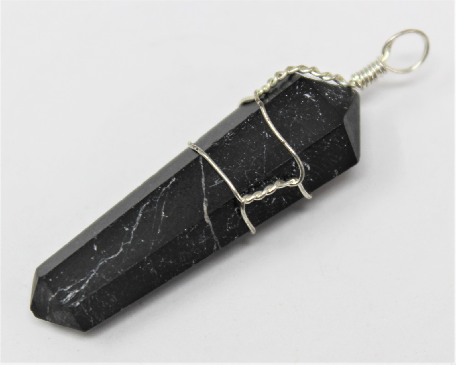Black Tourmaline Wire Wrapped Point Pendant / Necklace (Crystal Point Pendant)