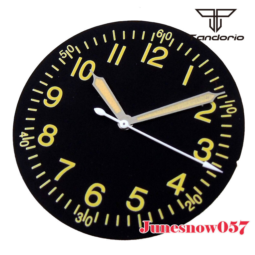 Tandorio 33.5MM Black/Yellow/White Watch Dial Fit NH35 NH36 SKX ETA2824 Movement