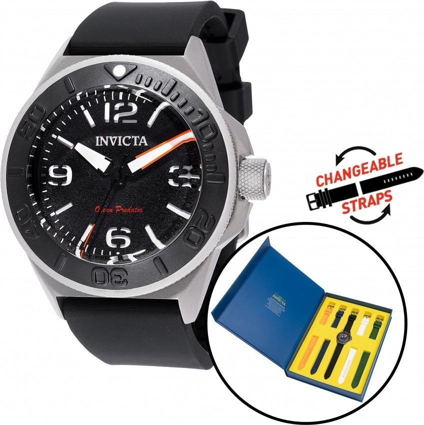 Invicta Ocean Predator Men’s Watch 43mm, Black with Interchangeable Strap 49453
