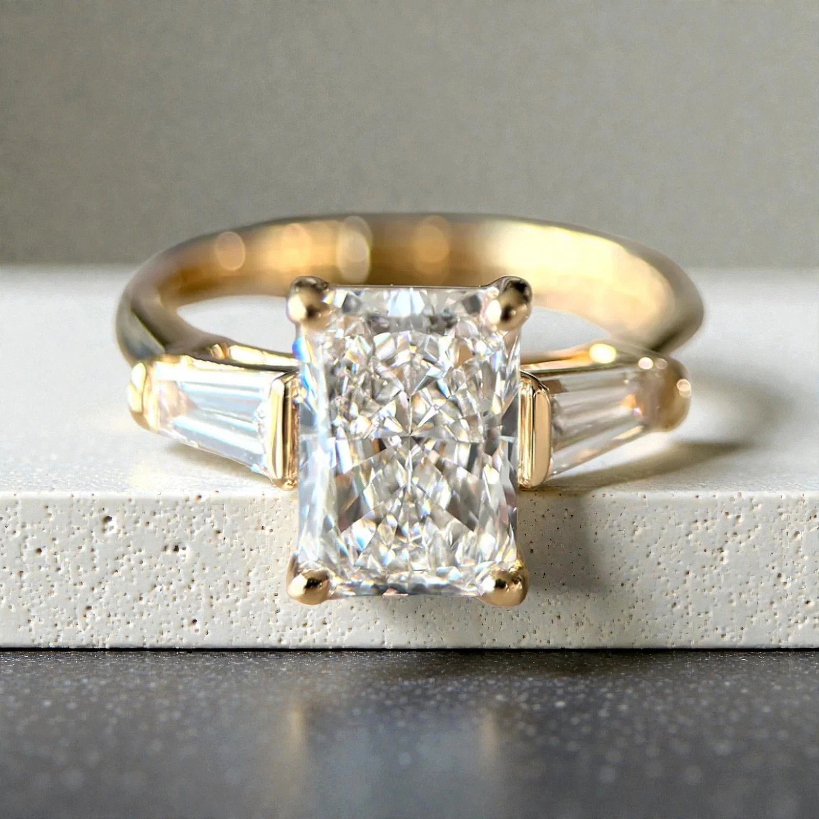 6.50Cts. Otagon Shape Certified White Diamond Ring In 925 Silver – Tariff Free