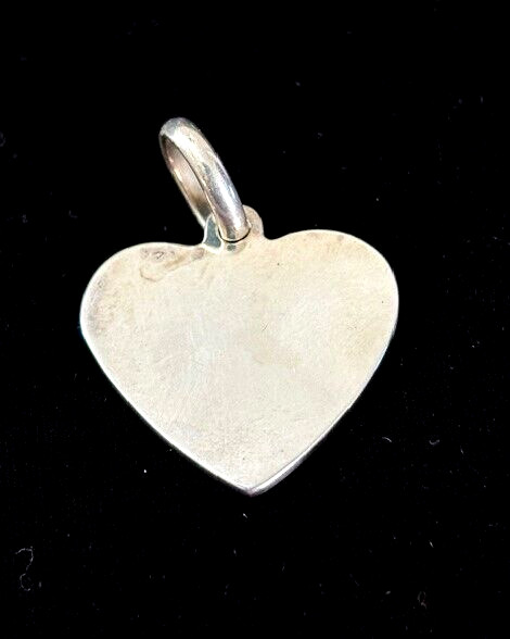 Vintage Sterling Silver 925 HEART Flat Disc Pendant Charm A 1″ x 1″ – 8.8 Grams