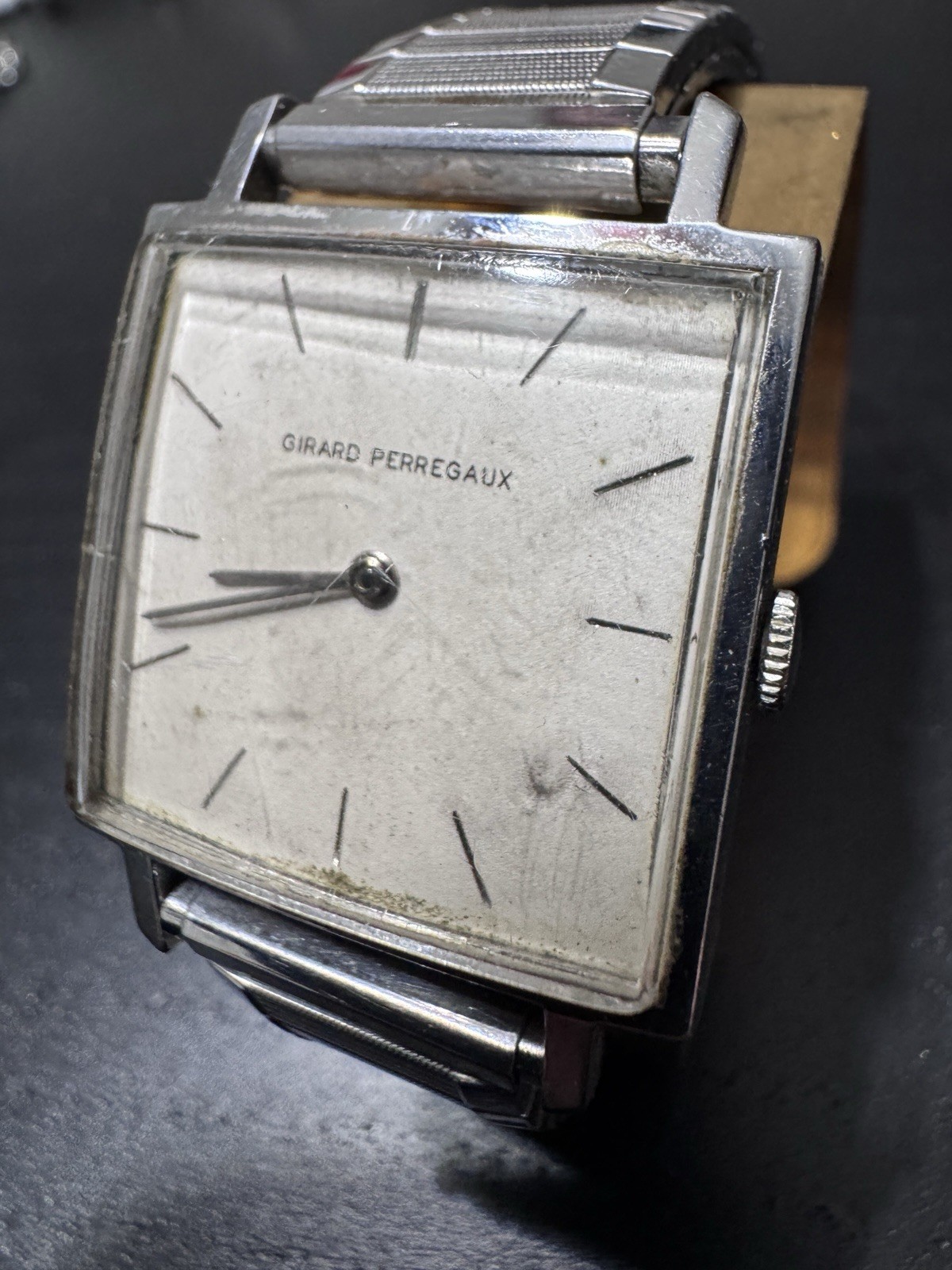 Vintage Girard-Perregaux Manual Wind Square Swiss Watch Runs As-Is