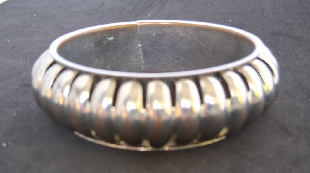 Silvertone Bangle Bracelet 9.0 in 1 in. Wide
