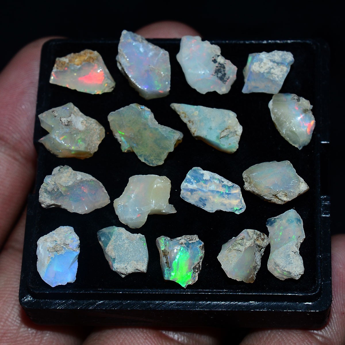 17 Pcs Natural Ethiopian Opal Rough Lot Top Grade Play Of Colors Loose Gemstones