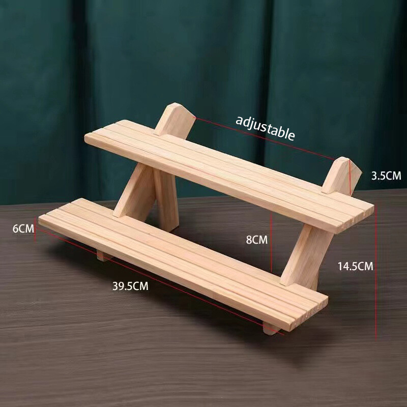 2-4 Tier Ear Stud Holder Wooden Jewelry Dispaly Stand Mini Organize Figure Rack