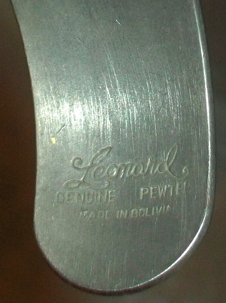 Vintage Leonard of Bolivia Hand Etched Genuine Pewter Aster Floral Cuff Bracelet