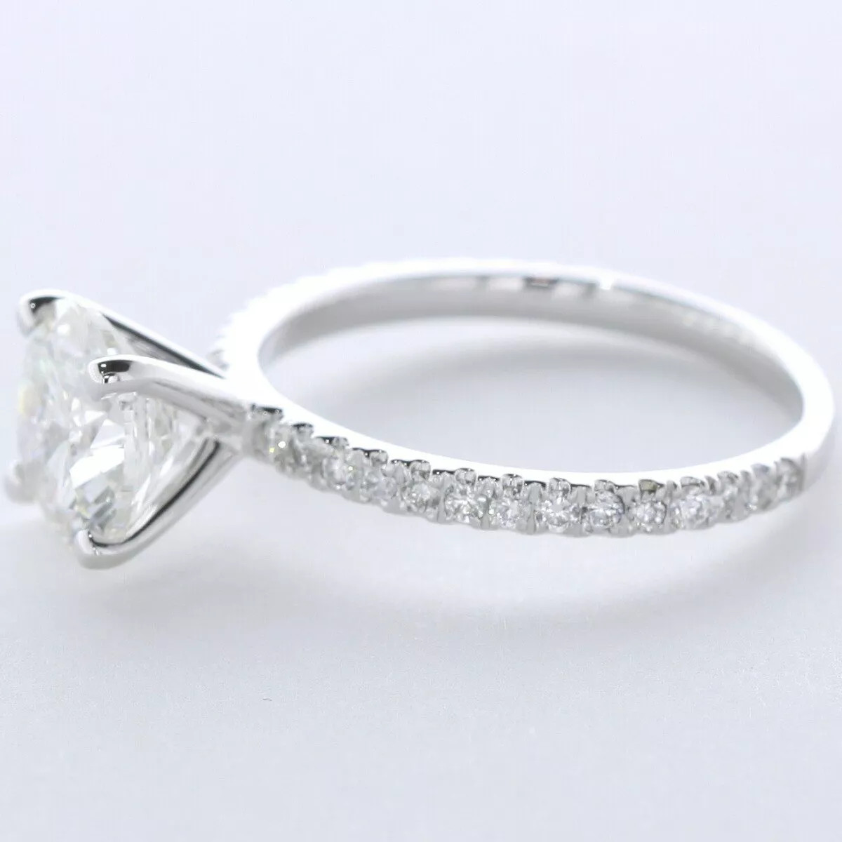 Side Stone Engagement Ring 14K Gold Petite 2.03 CT Round Lab-Grown Diamond E SI1