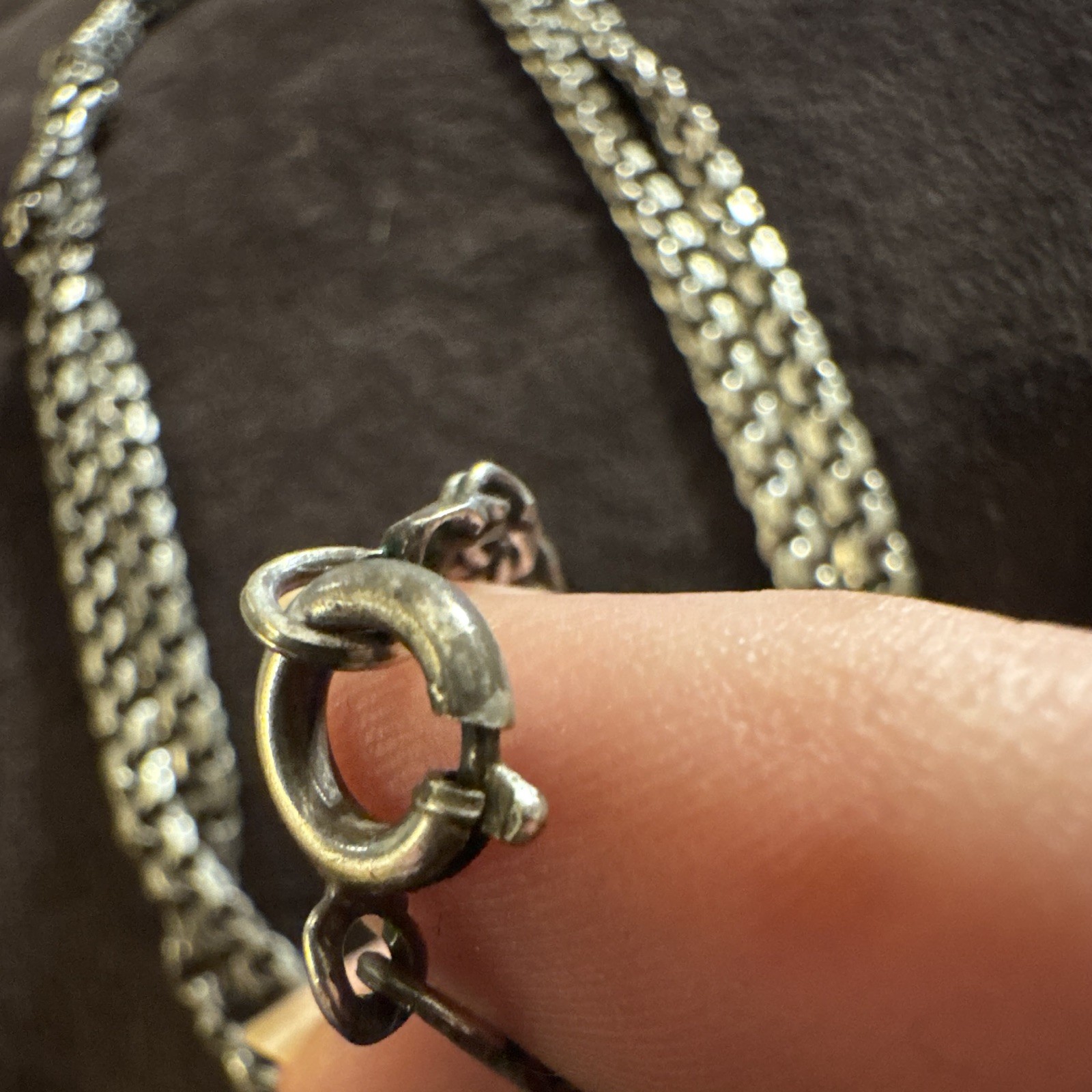 Antique Victorian Silver Double Rolo Belcher Chain Necklace 27.5 Bolt Ring