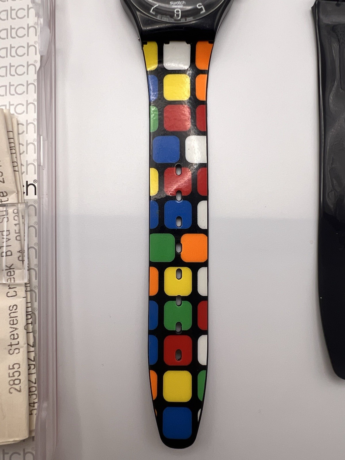 Vintage Swatch Gent LIGHT ME UP Touch Loomi GB908 2003 Cube Explosion Band READ
