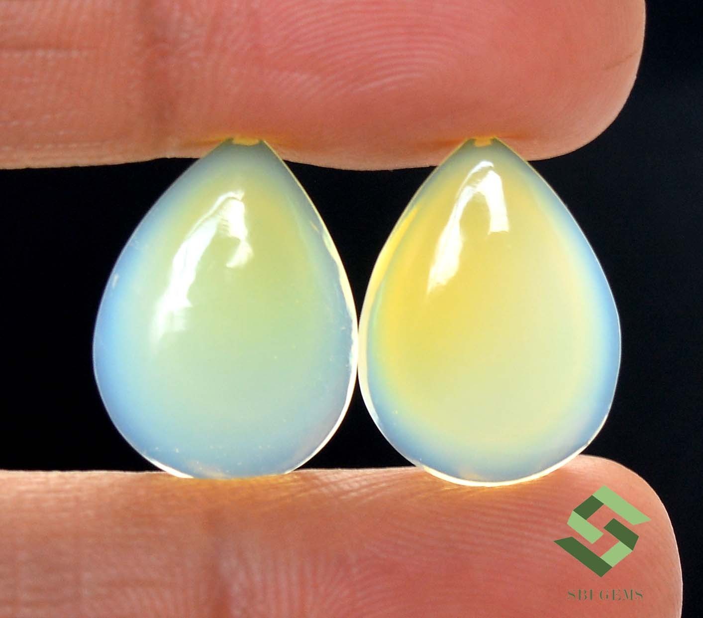 19×14 mm Natural Ethiopian Opal Pear Cabochon Pair 9.52 CTS Loose Gemstones