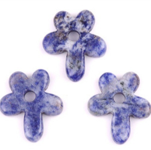 10pcs Natural Sodalite Stone Hollow Flower Pendant DIY Jewelry Making 31x35mm