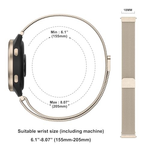 18mm Metal Bands for Garmin Venu 3S / Venu 4 41mm / Venu 2S / Champagne Gold