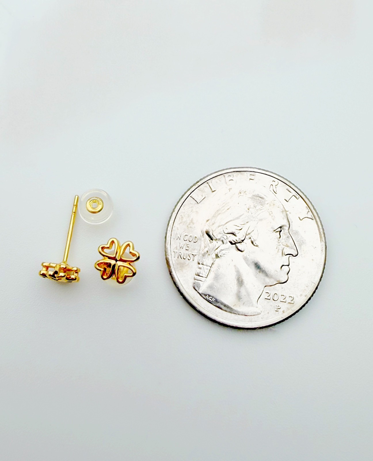 18K Solid Gold Clover Stud Earrings | 5.4mm | Minimalist Earrings