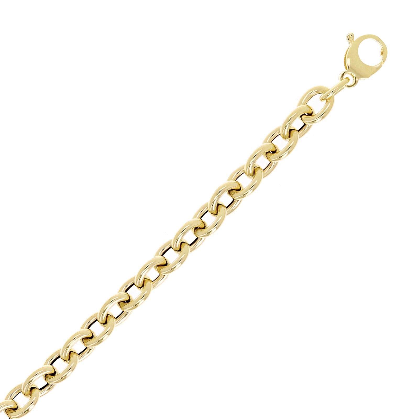 Italian 14k Yellow Gold Oval Rolo Link Chain Charm Bracelet 7.75″ 6.9mm 4.8 gram