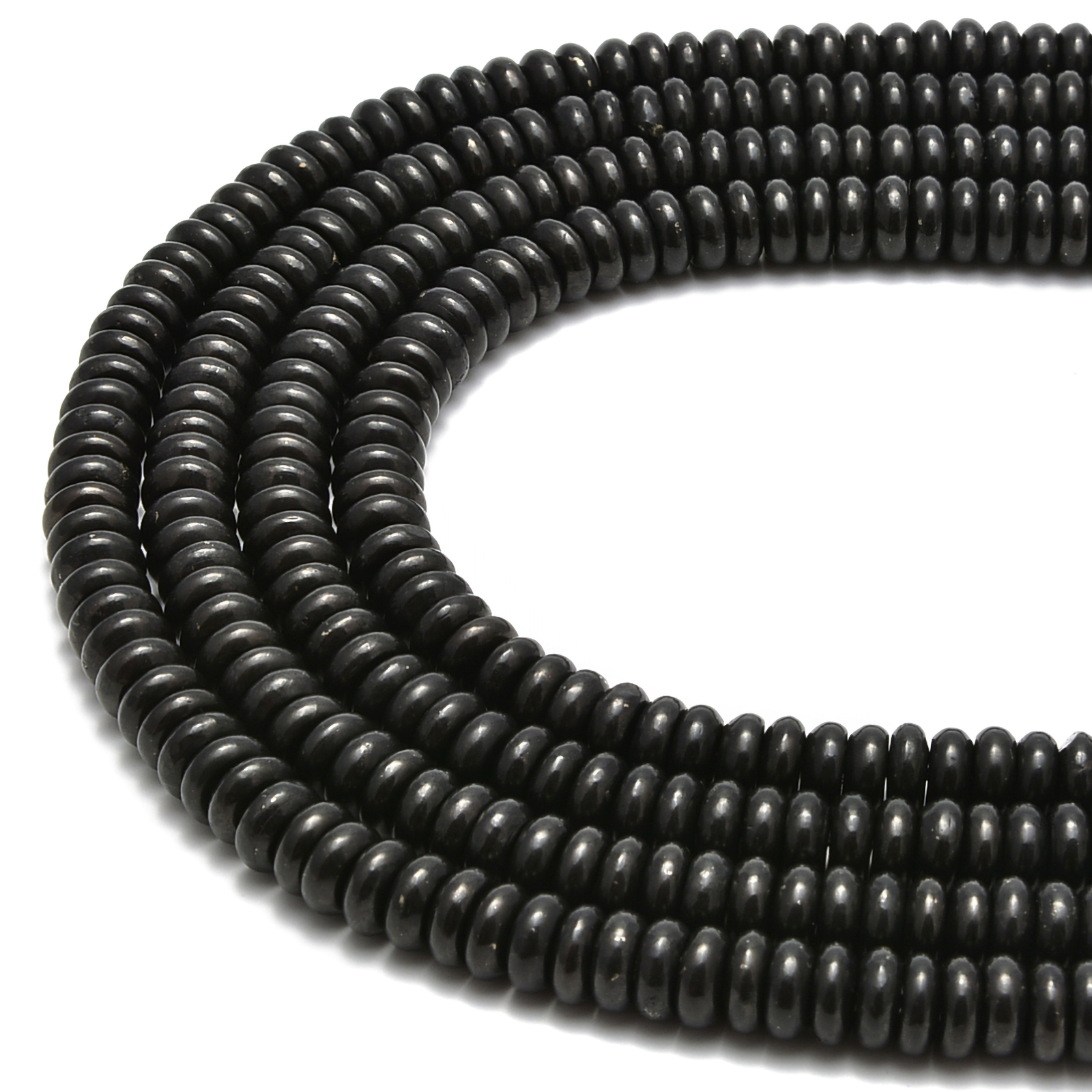 Natural Shungite Smooth Rondelle Beads 3x8mm 4x10mm 15.5″ Strand
