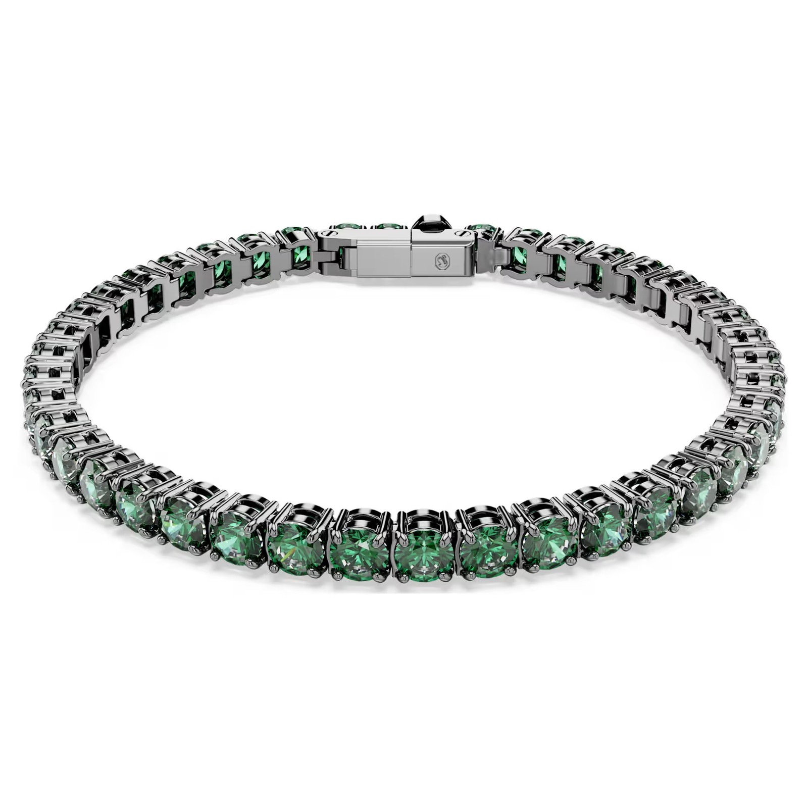 Swarovski Matrix Tennis Bracelet, Green, Ruthenium Plated 5743447 (Size M)