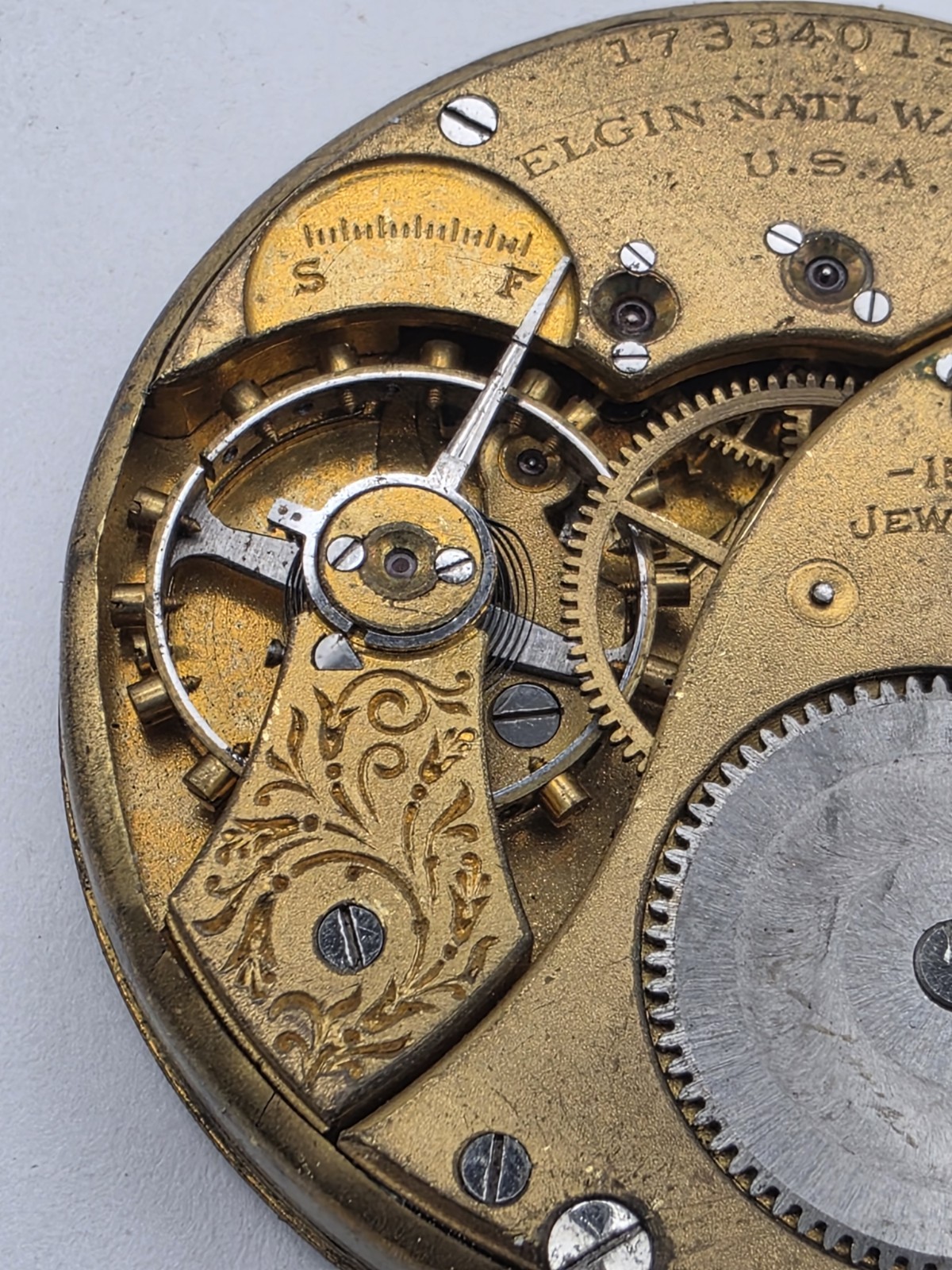 Vintage ELGIN 15 Jewel 39.7mm Pocket Watch Movement + Dial Lot 508