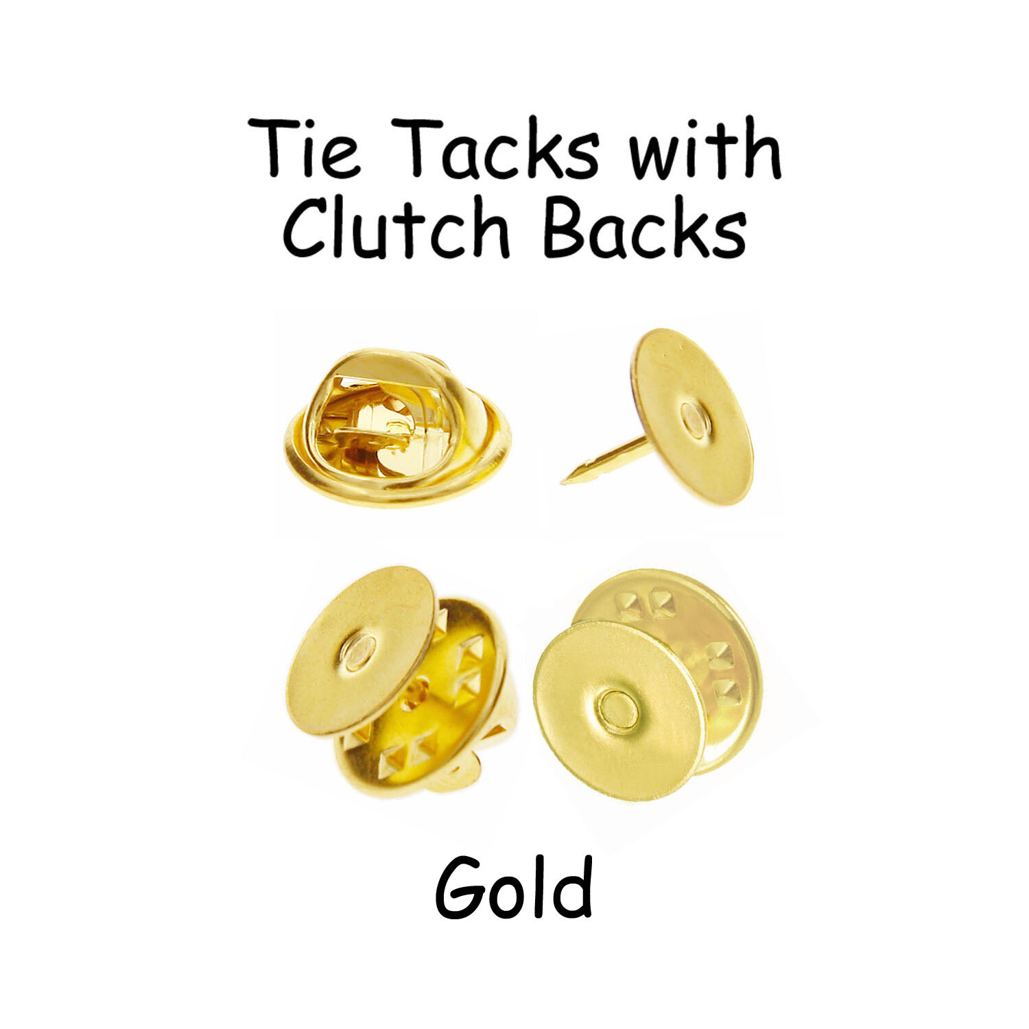 25 Gold Tie Tacks Blank Pins with Clutch Back – Lapel / Scatter Pin