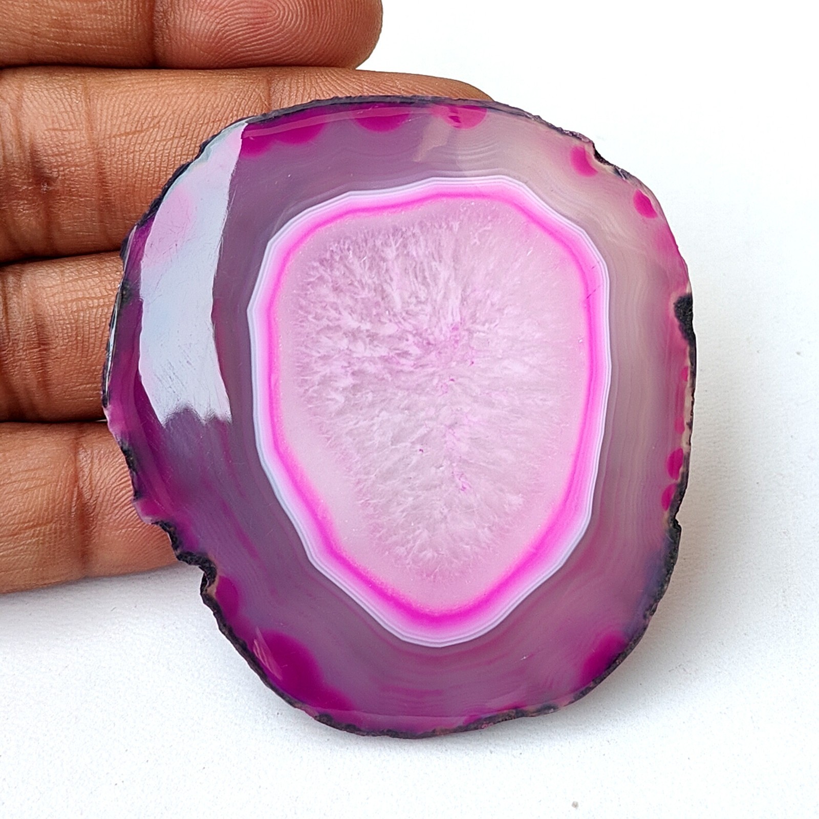 Natural Pink Agate Slice Druzy Geode Gemstone Loose Cabochon 176 Cts #11420